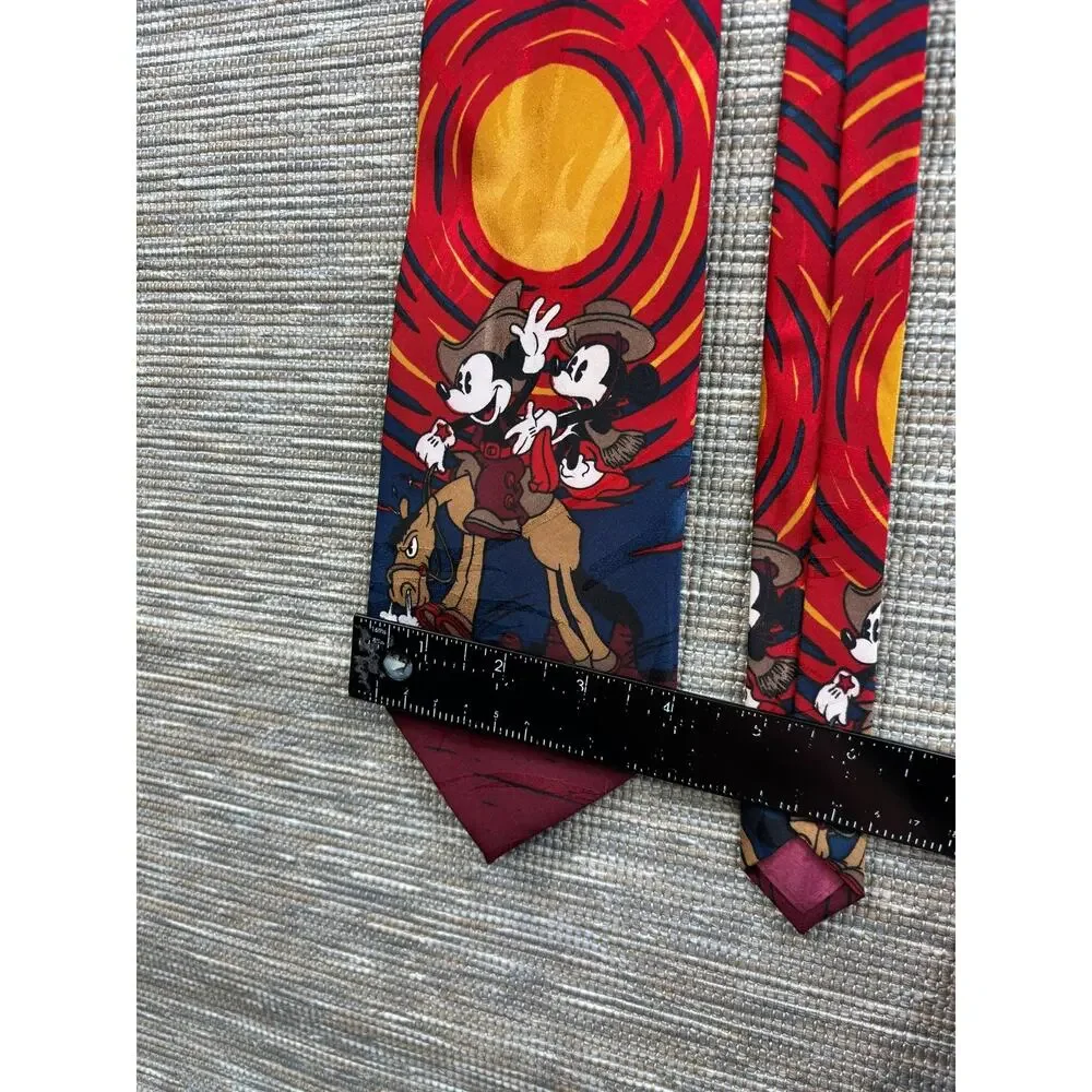 Vintage Mickey Unlimited Tie Mens Multicolor Western Mickey Minnie Pluto Necktie